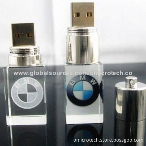 Crystal USB Flash Disks, 1 to 32GB Capacity